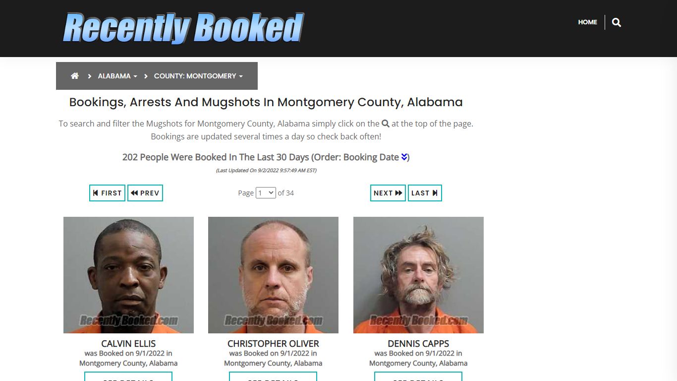 Bookings, Arrests and Mugshots in Montgomery County, Alabama