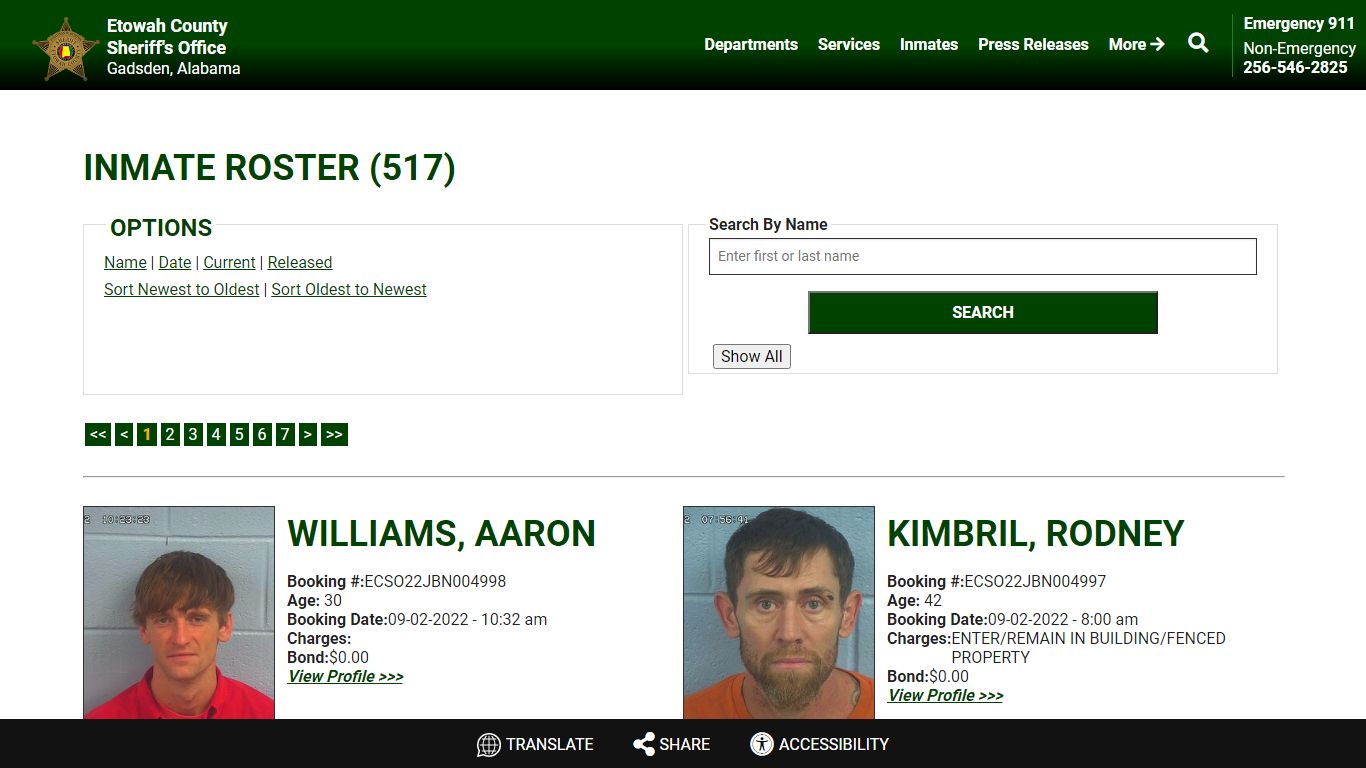 Inmate Roster (533) - Etowah County Sheriff